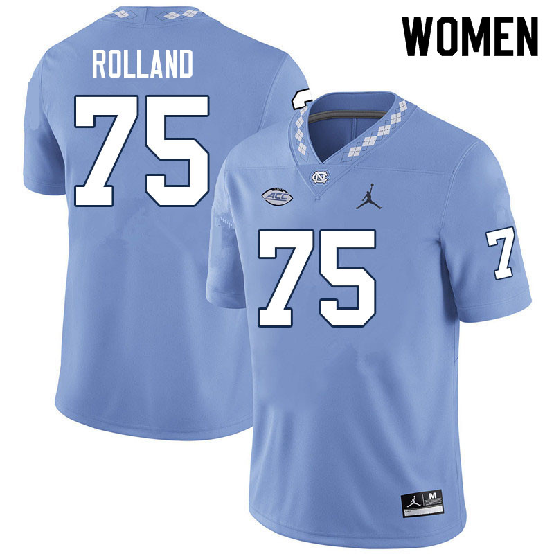 Women #75 Spencer Rolland North Carolina Tar Heels College Football Jerseys Sale-Carolina Blue